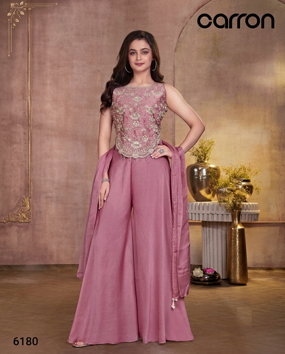 Blush Pink Colour Plazo Set(GE-GPZS_6180)