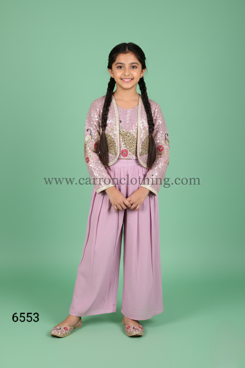 Onion Pink Colour Plazo Set(GE-GPZS_6653)