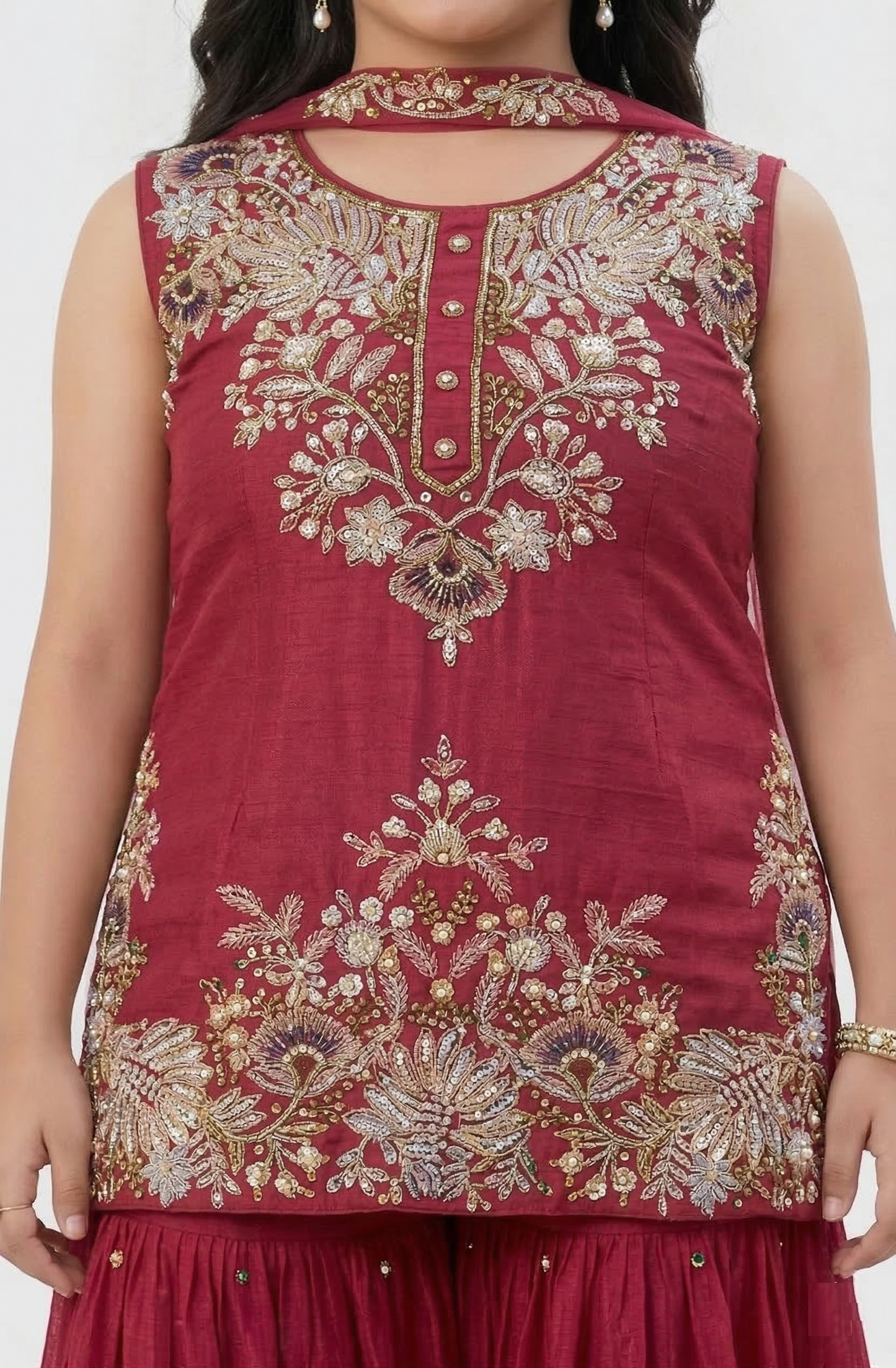 Deep Maroon Colour Chudidar(GE-GCHU_1438)