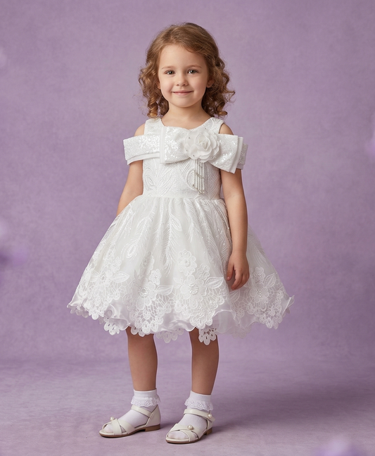 White Colour Party Frock(GE-GFRP_1180)