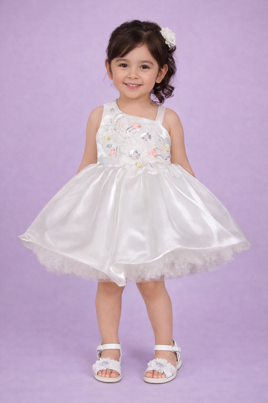 White Colour Party Frock(GE-GFRP_1480)