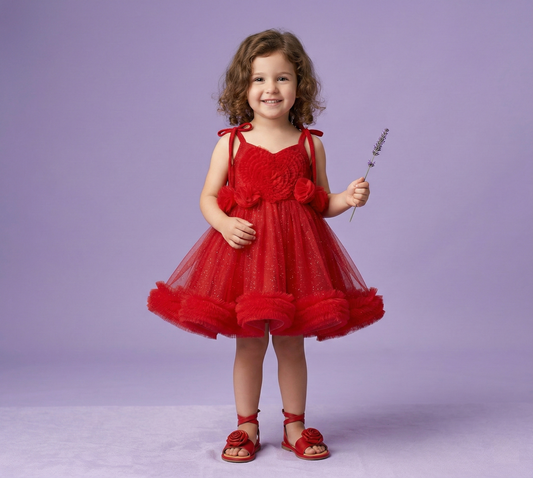 Red Colour Party Frock(GE-GFRP_184)