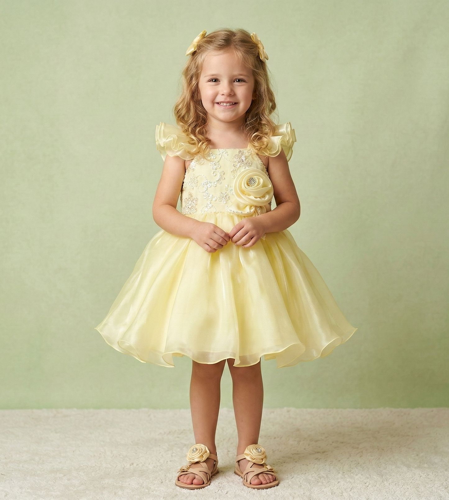 Lemon Colour Party Frock(GE-GFRP_2016)