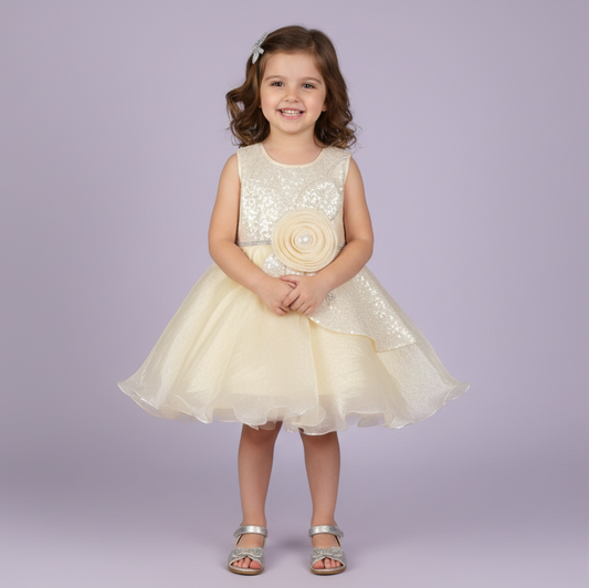 Cream Colour Party Frock(GE-GFRP_348)