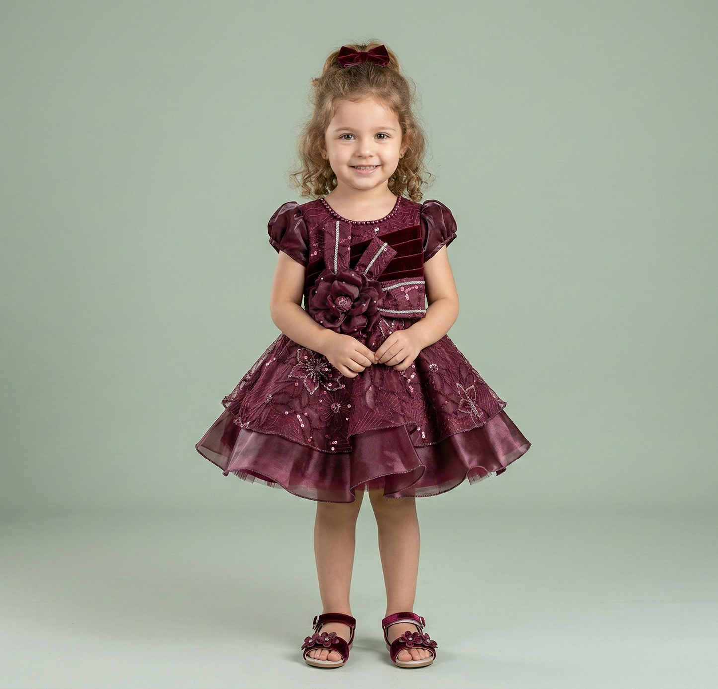 Wine Colour Party Frock(GE-GFRP_352)