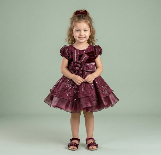 Wine Colour Party Frock(GE-GFRP_352)