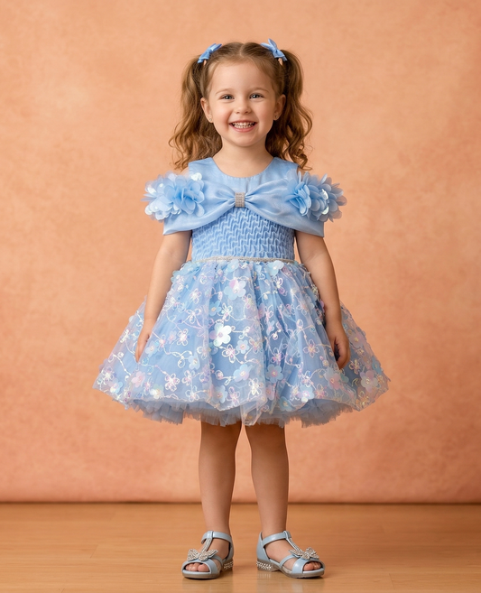 Sky Blue Colour Party Frock(GE-GFRP_356)