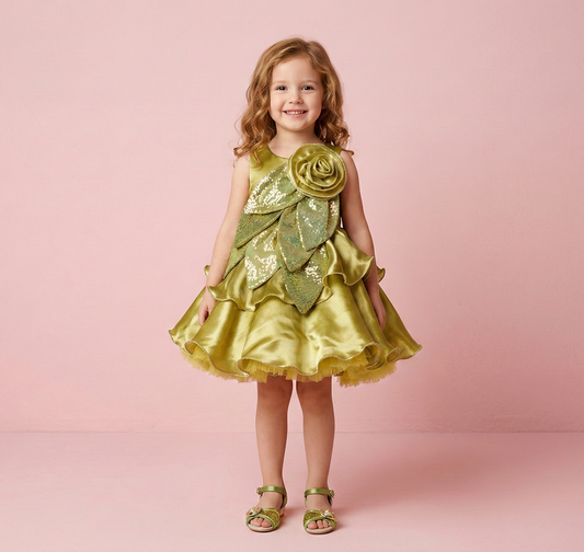 Green Colour Party Frock(GE-GFRP_421)