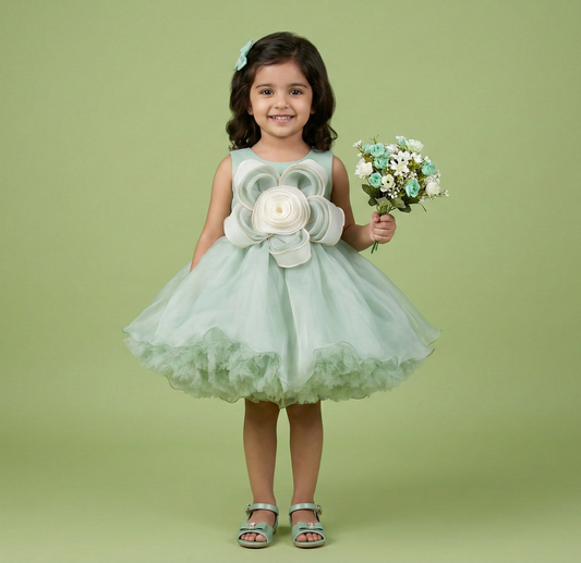 Seafoam Green Colour Party Frock(GE-GFRP_470)