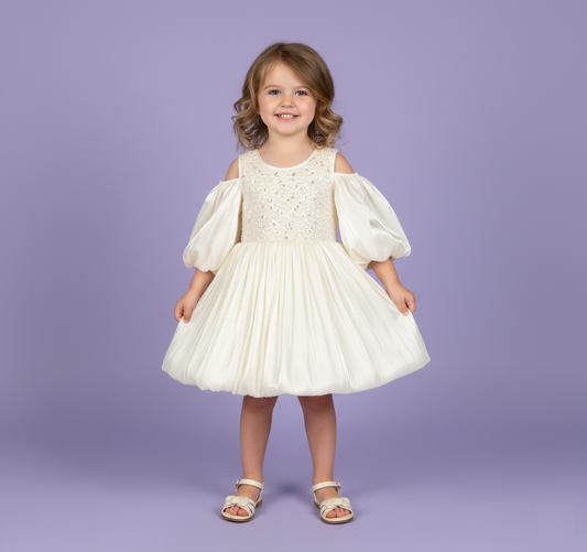 Cream Colour Party Frock(GE-GFRP_901)