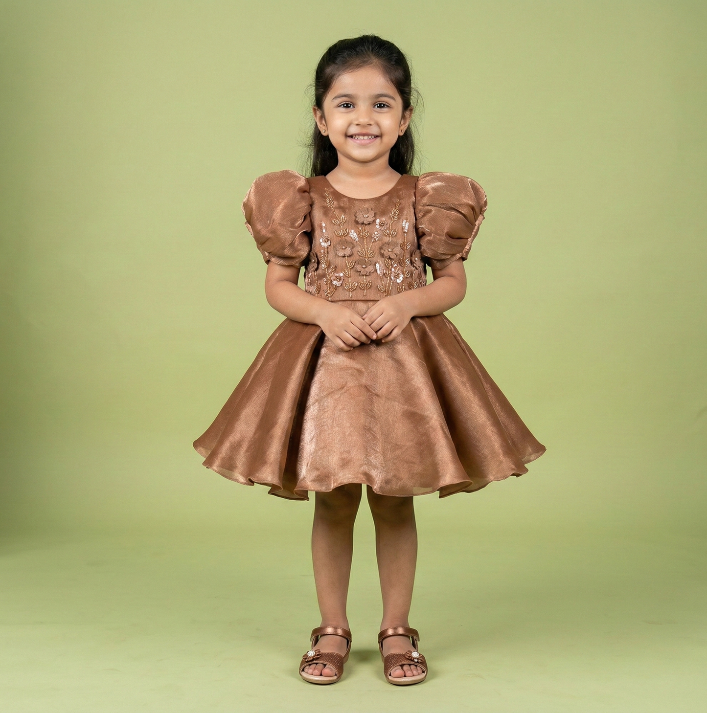 Chickoo Colour Party Frock(GE-GFRP_9285)