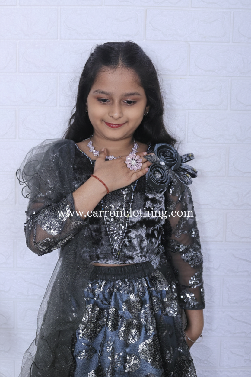 Charcoal Grey Colour Ghaghra Choli(GE-GGHC_1223)