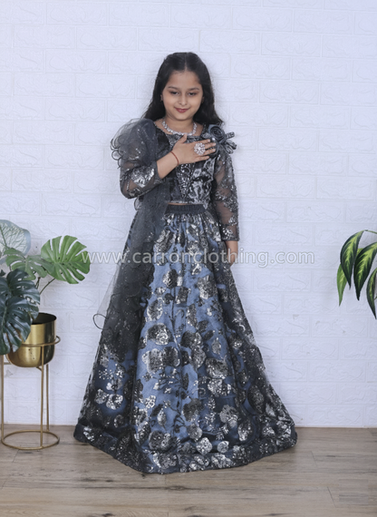 Charcoal Grey Colour Ghaghra Choli(GE-GGHC_1223)