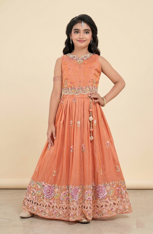 Peach Colour Ghaghra Choli(GE-GGHC_3080)