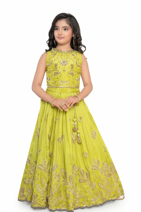Lime Green Colour Ghaghra Choli(GE-GGHC_3085)