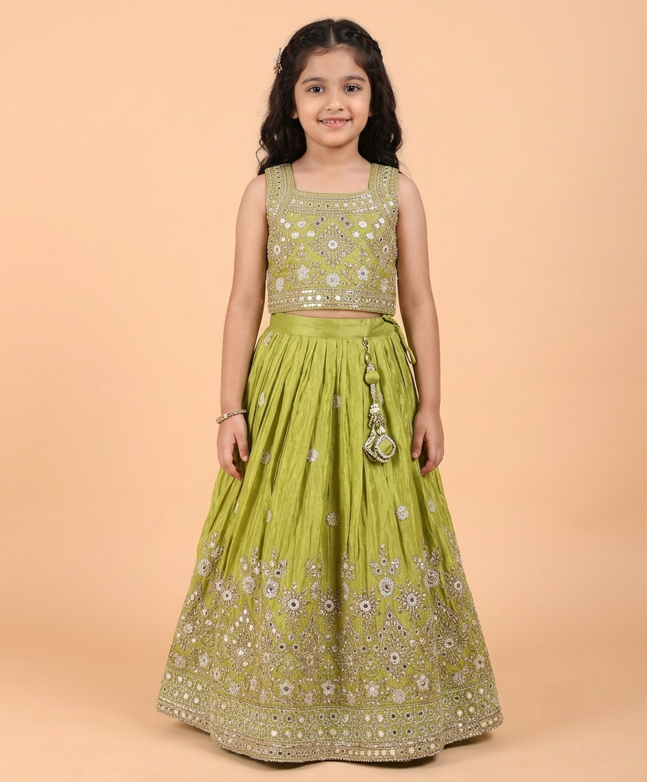 Green Colour Ghaghra Choli(GE-GGHC_6534)