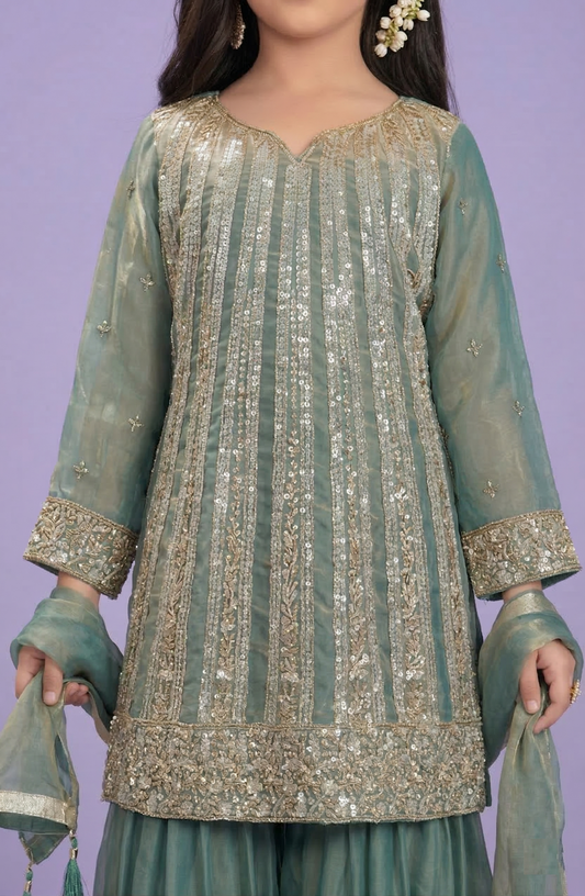 Seafoam Green Colour Gharara Set(GE-GGHS_1159)