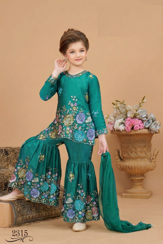 Teal Green Colour Gharara Set(GE-GGHS_2315)