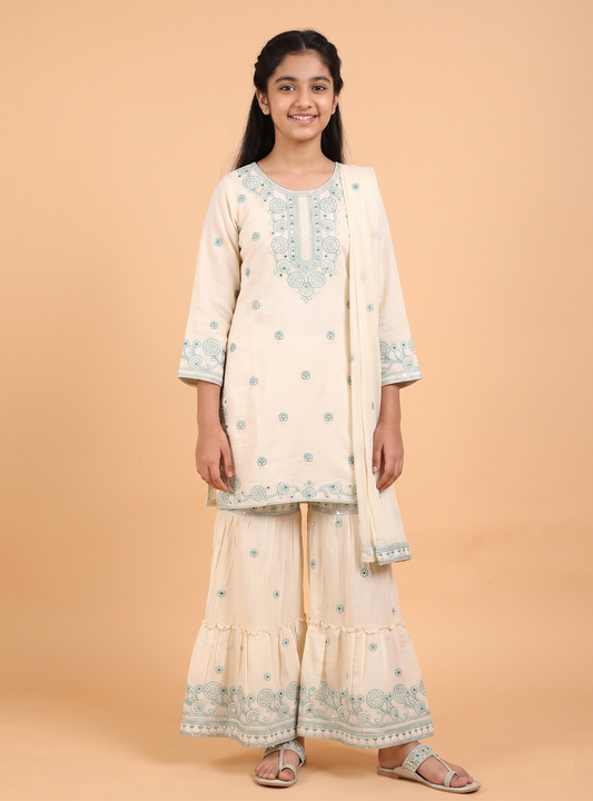 Cream Colour Gharara Set(GE-GGHS_4672)
