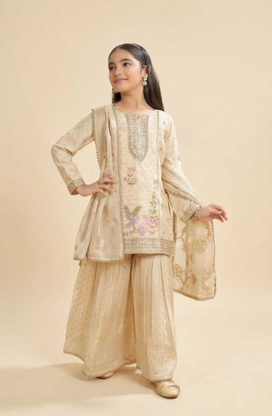 Beige Colour Gharara Set(GE-GGHS_5003)