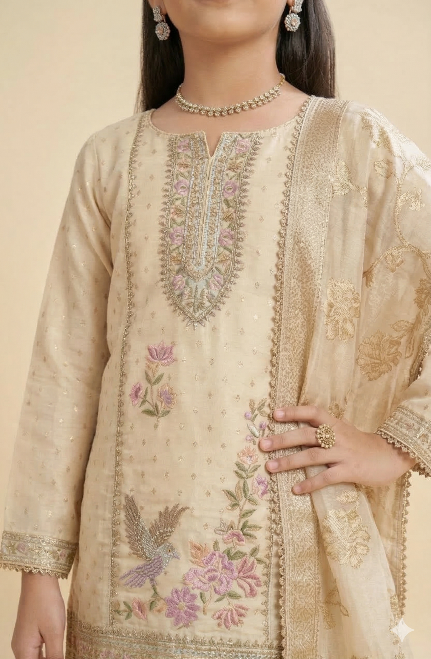 Beige Colour Gharara Set(GE-GGHS_5003)