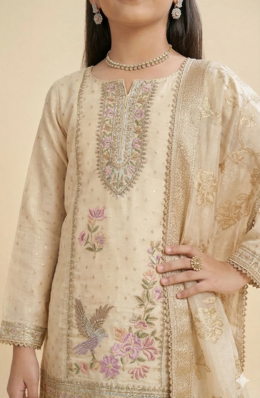 Beige Colour Gharara Set(GE-GGHS_5003)