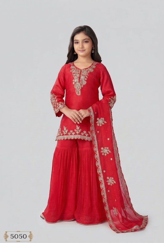 Red Colour Gharara Set(GE-GGHS_5050)