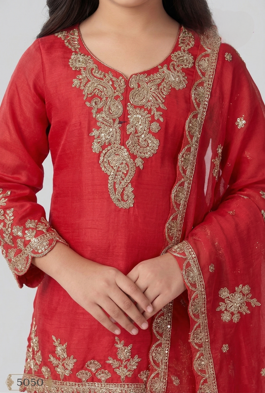 Red Colour Gharara Set(GE-GGHS_5050)