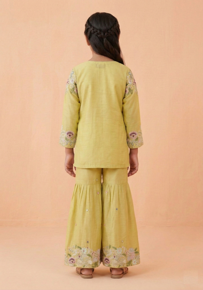 Lime Green Colour Gharara Set(GE-GGHS_6154)