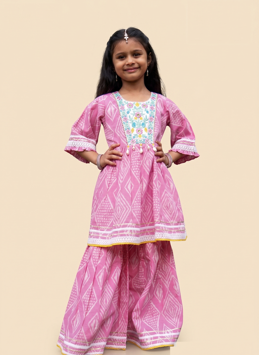 Pink Colour Gharara Set(GE-GGHS_644)