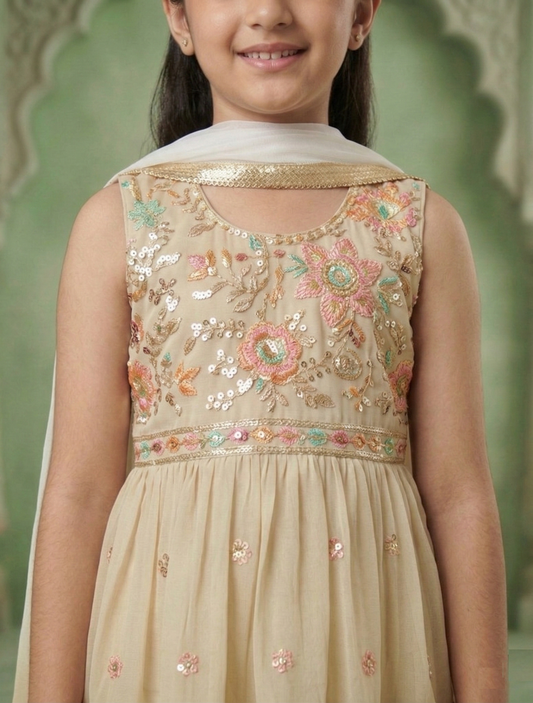 Beige Colour Gharara Set(GE-GGHS_697)