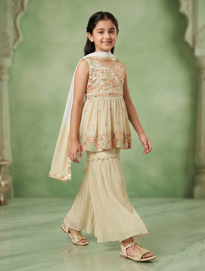 Beige Colour Gharara Set(GE-GGHS_697)