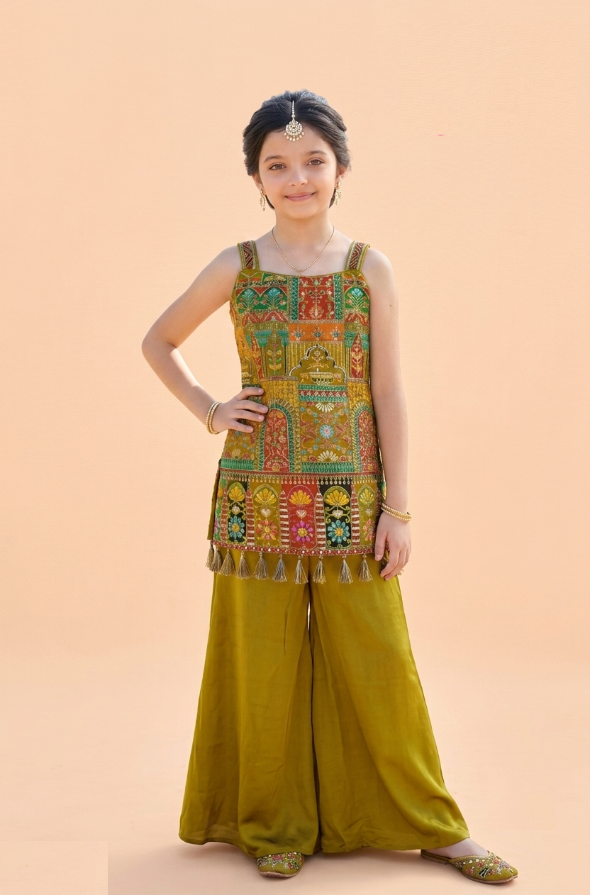 Mehandi Green Colour Plazo Set(GE-GPZS_1450)