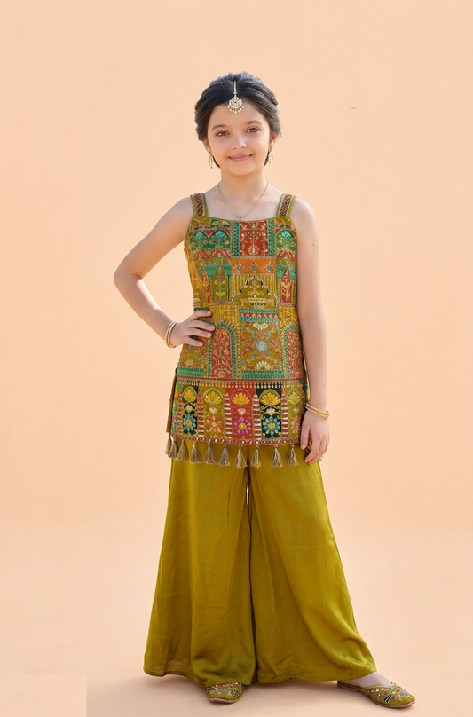 Mehandi Green Colour Plazo Set(GE-GPZS_1450)