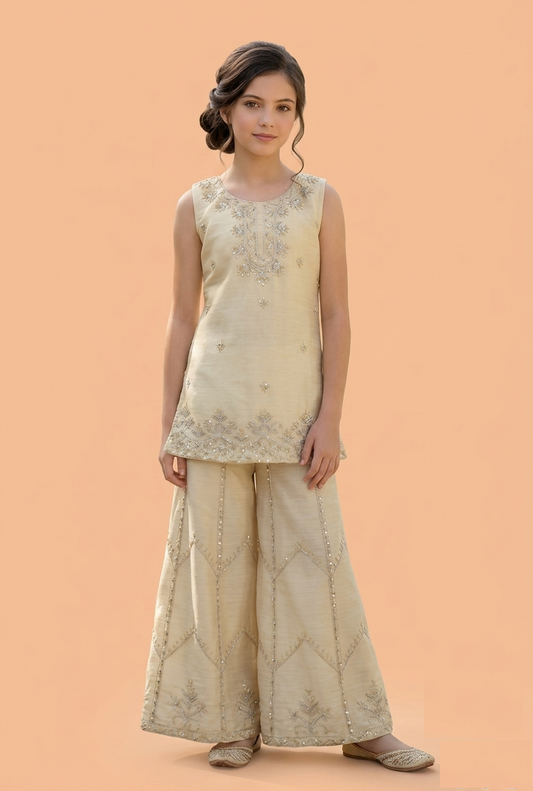 Cream Colour Plazo Set(GE-GPZS_1492)