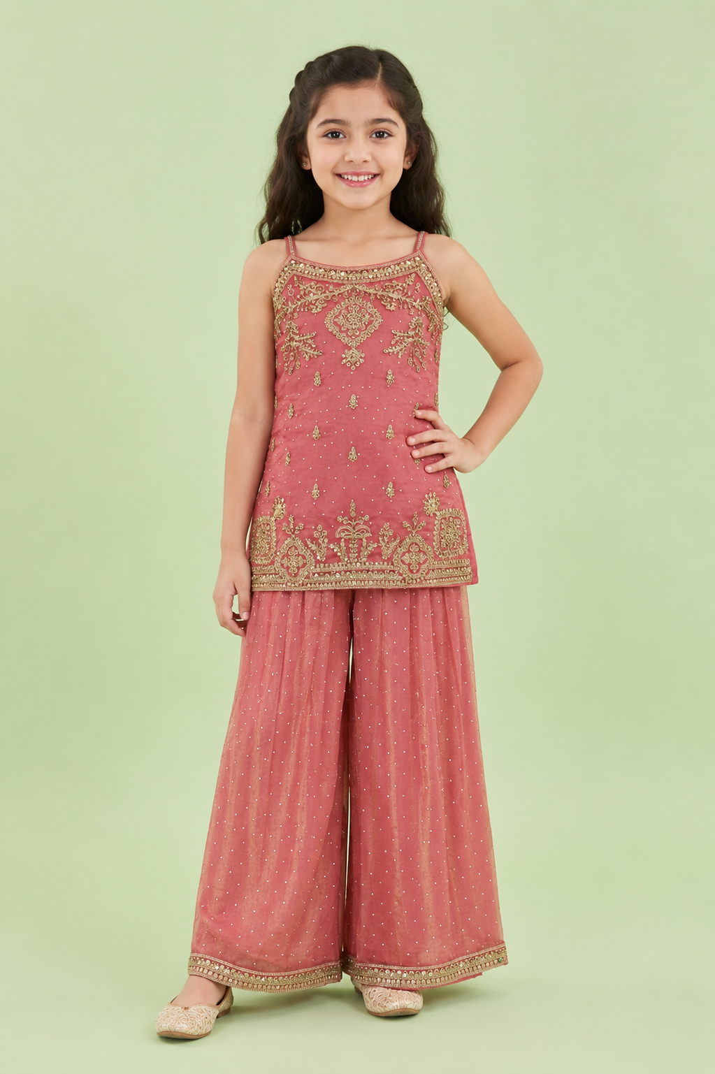 Peach Colour Plazo Set(GE-GPZS_1859)