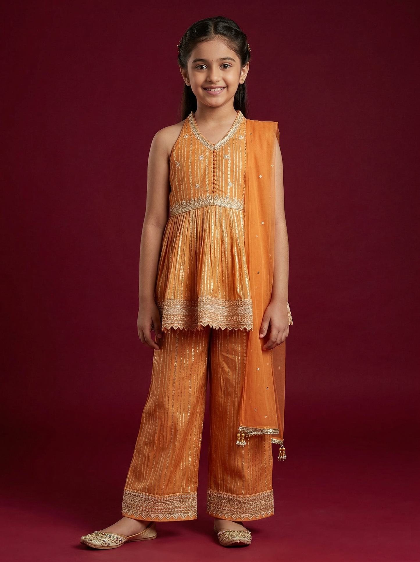 Marigold Orange Colour Plazo Set(GE-GPZS_2030)