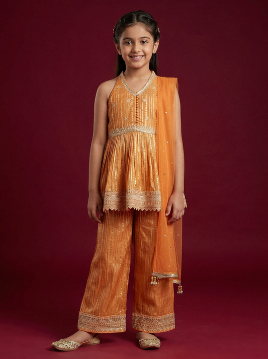 Marigold Orange Colour Plazo Set(GE-GPZS_2030)