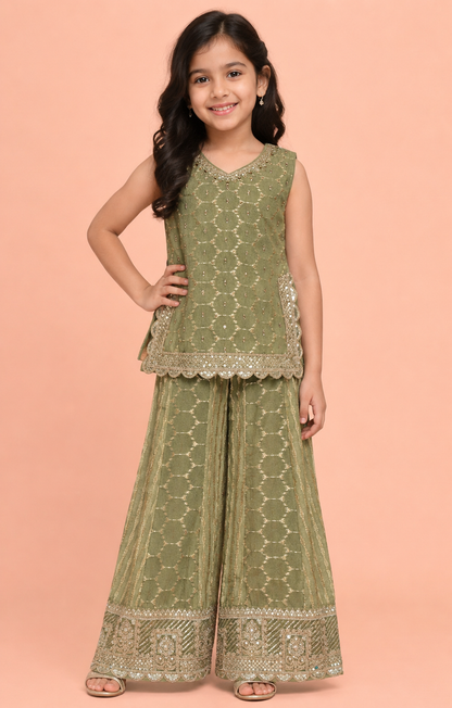Green Colour Plazo Set(GE-GPZS_2051)