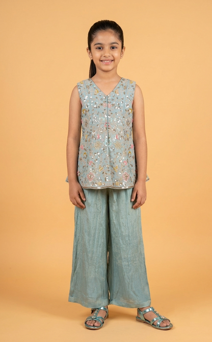 Grey Colour Plazo Set(GE-GPZS_3324)
