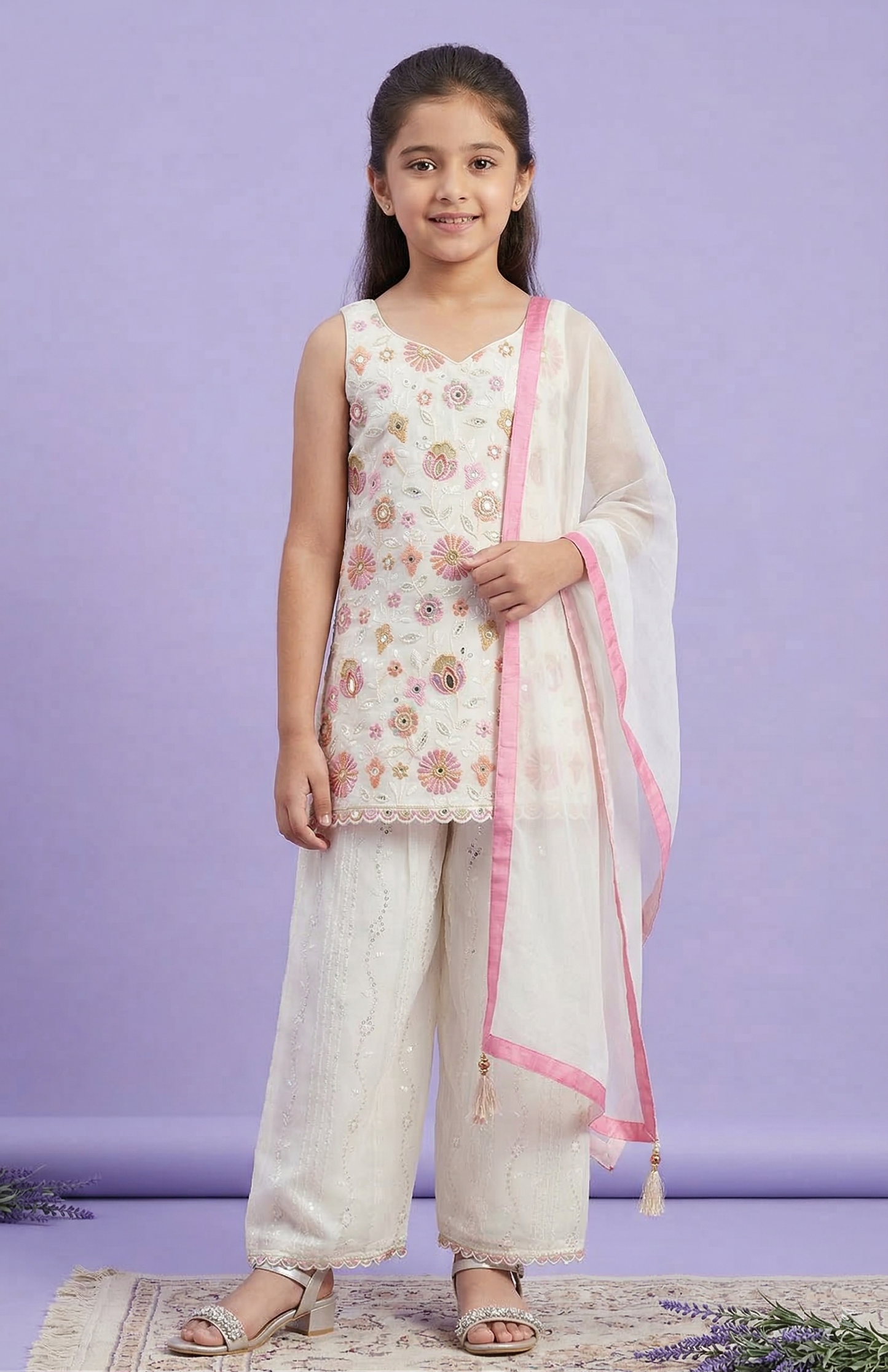 Ivory Colour Plazo Set(GE-GPZS_3406)