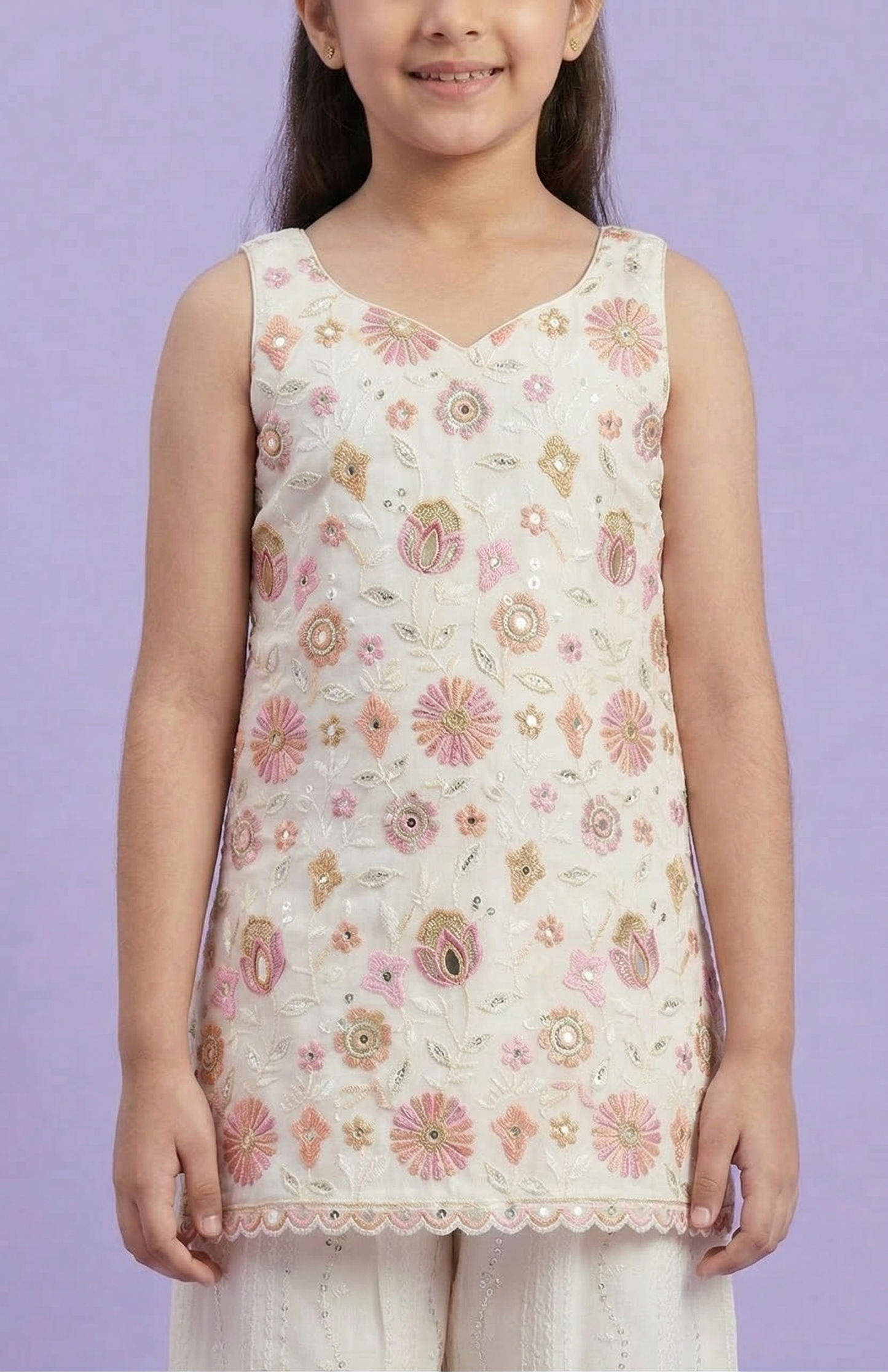 Ivory Colour Plazo Set(GE-GPZS_3406)