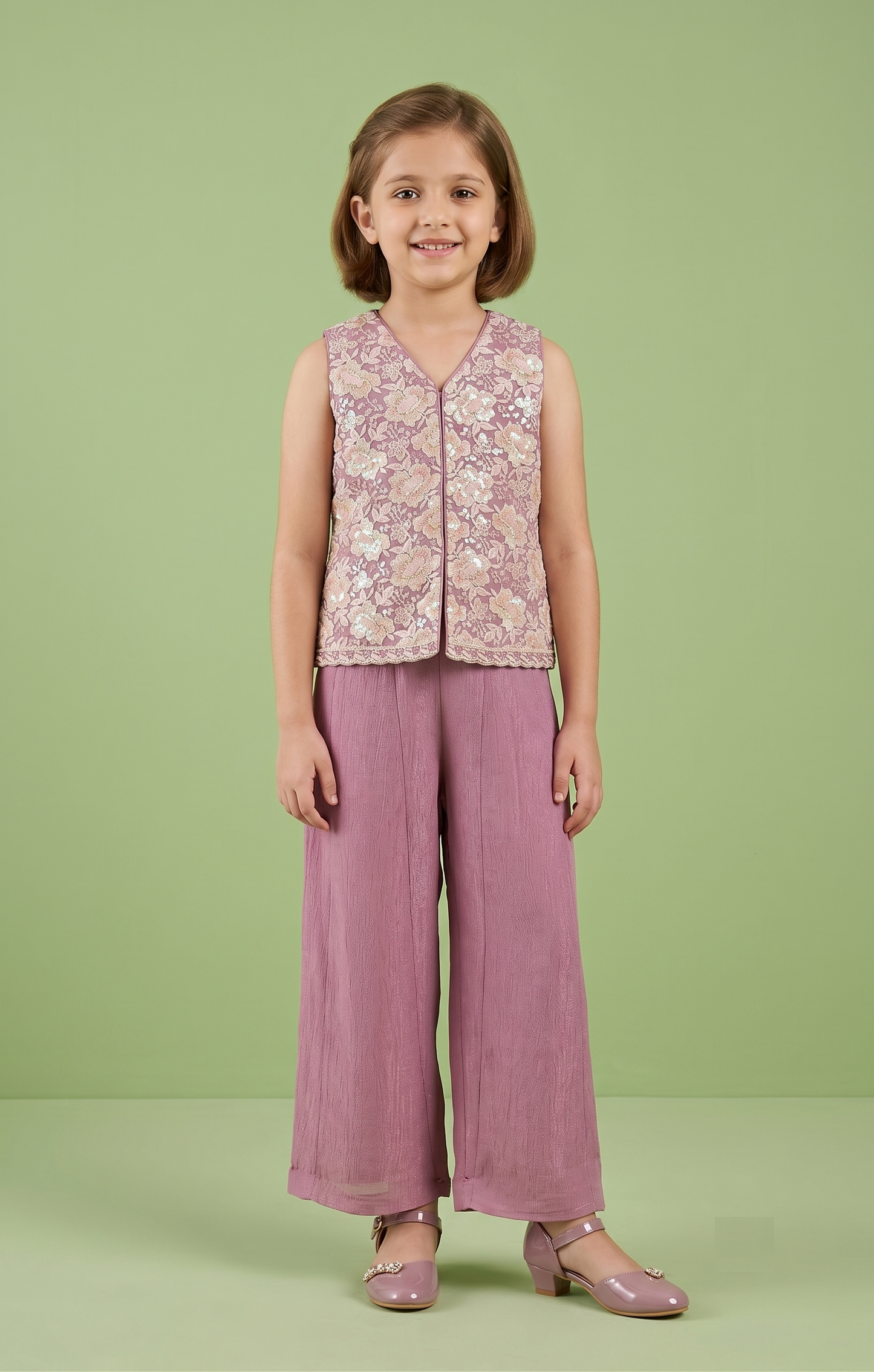 Purple Colour Plazo Set(GE-GPZS_3416)