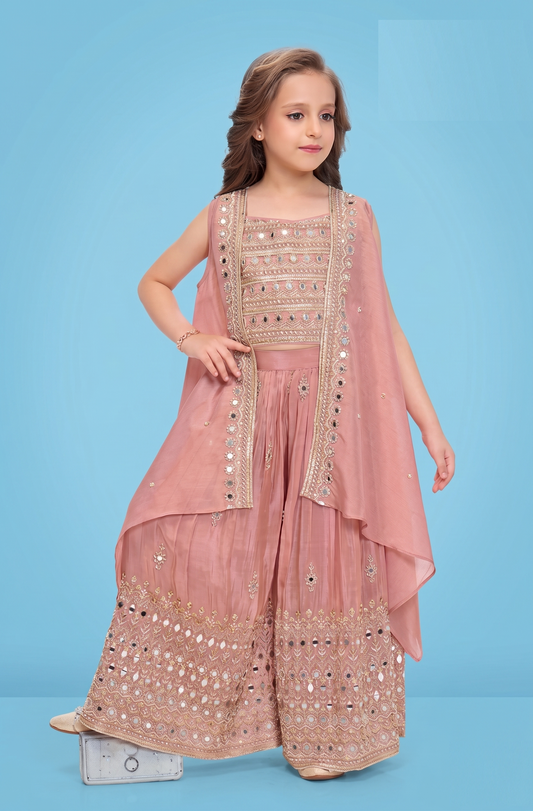 Onion Pink Colour Plazo Set(GE-GPZS_6005)