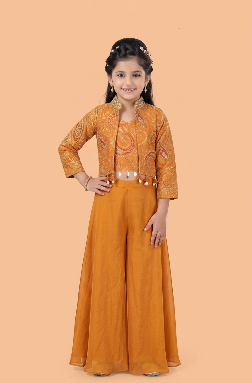 Orange Colour Plazo Set(GE-GPZS_6758)