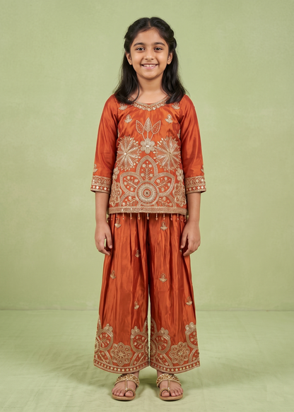 Orange Colour Plazo Set(GE-GPZS_725)