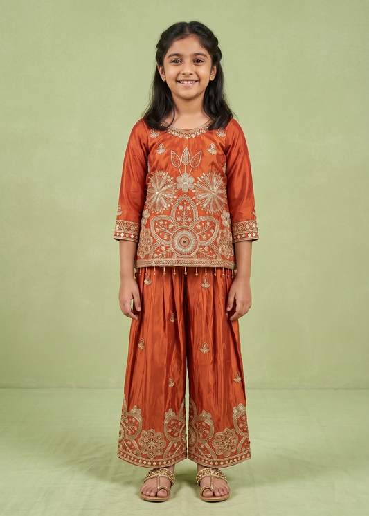 Orange Colour Plazo Set(GE-GPZS_725)