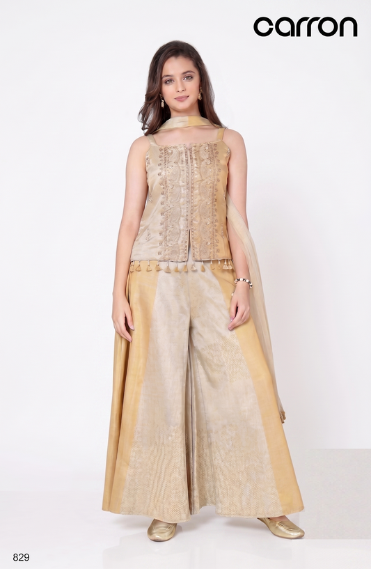 Fawn Colour Plazo Set(GE-GPZS_829)