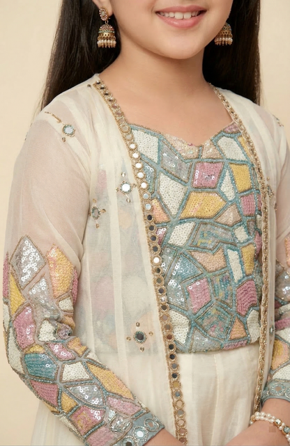 Blue & Cream Colour Plazo Set(GE-GPZS_846)