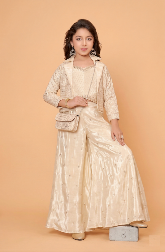 Cream Colour Plazo Set(GE-GPZS_853)